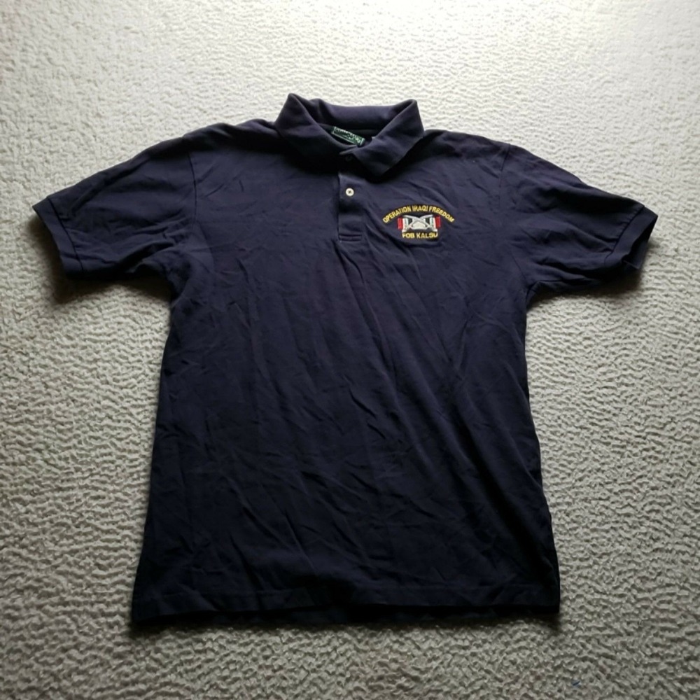 Outer Banks Polo Shirt Mens M Blue Operation Iraqi Freedom Embroidered Top